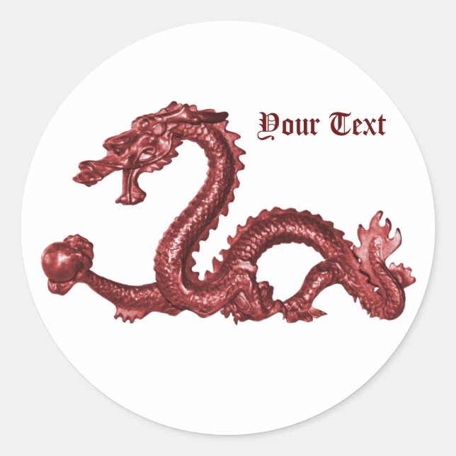 Custom Chinese Dragon Name Fantasy Design Classic Round Sticker (Front)