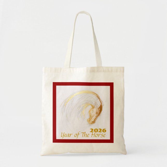 Custom Chinese Horse Year Zodiac Birthday Tote B2 Bag (Front)