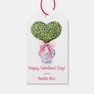 Custom Chinoiserie Heart Topiary Valentine's Day Gift Tags