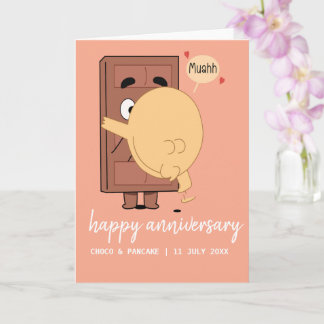 Custom Choco & Pancake Happy Wedding Anniversary Card