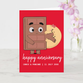 Custom Choco & Pancake Happy Wedding Anniversary Card