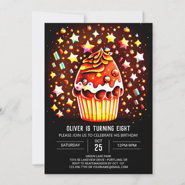 Custom Chocolate Bliss Muffin Birthday  Invitation (Front)
