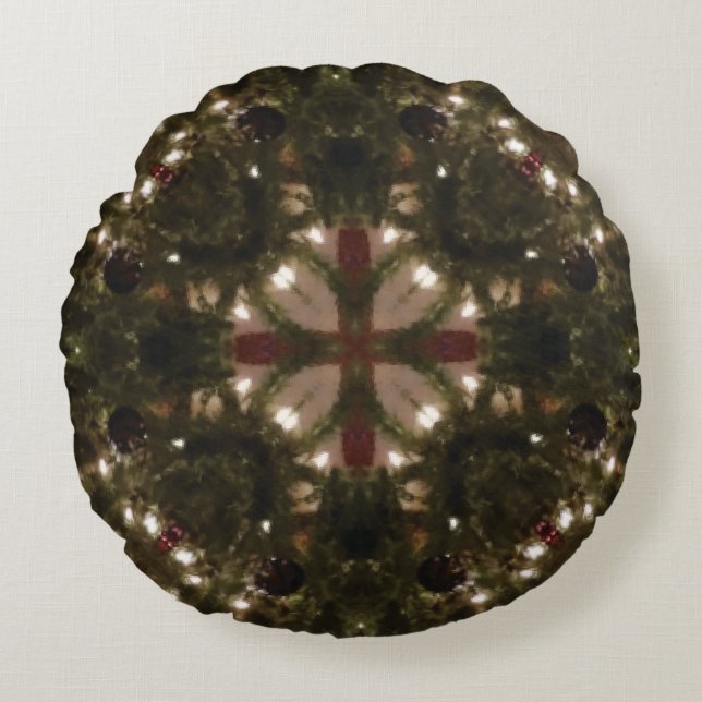 Custom Chocolate Brown Designed Round Pillow (Front)