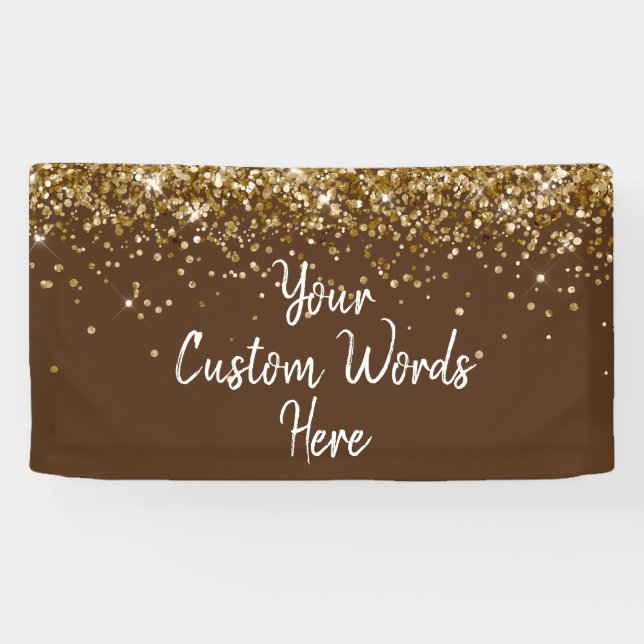 Custom Chocolate Brown & Gold Birthday Party Photo Banner (Horizontal)