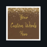 Custom Chocolate Brown Gold Glitter Birthday Party Napkin<br><div class="desc">personalised sweet 16 paper napkin,  personalised 1st 15th 16th serviette,  wedding reception cocktail hen do,  quinceanera mis quince for her,  couple rehearsal dinner vow renewal,  daughter bridal shower high school,  son college graduate baby boy,  25th anniversary 30th 40th 50th,  girl bachelorette weekend night 18th,  20th 21st wife husband graduation</div>