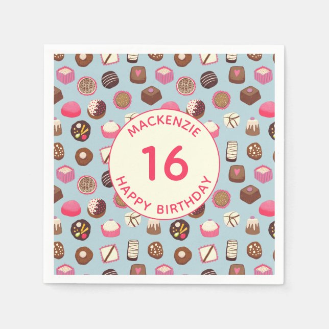 Custom Chocolate Candy Confectionery Birthday Napkin (Front)