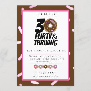 Custom Chocolate Doughnut 30th Birthday Brunch Invitation