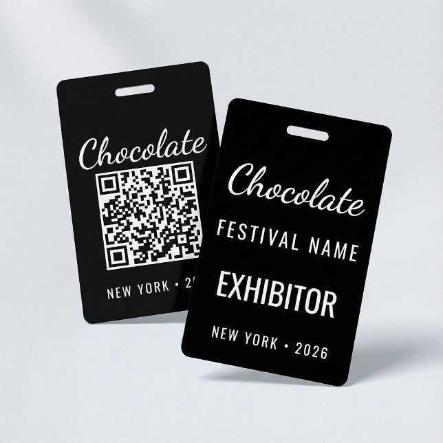 Custom Chocolate Festival QR Code Exibitor ID Badge (Creator Uploaded)