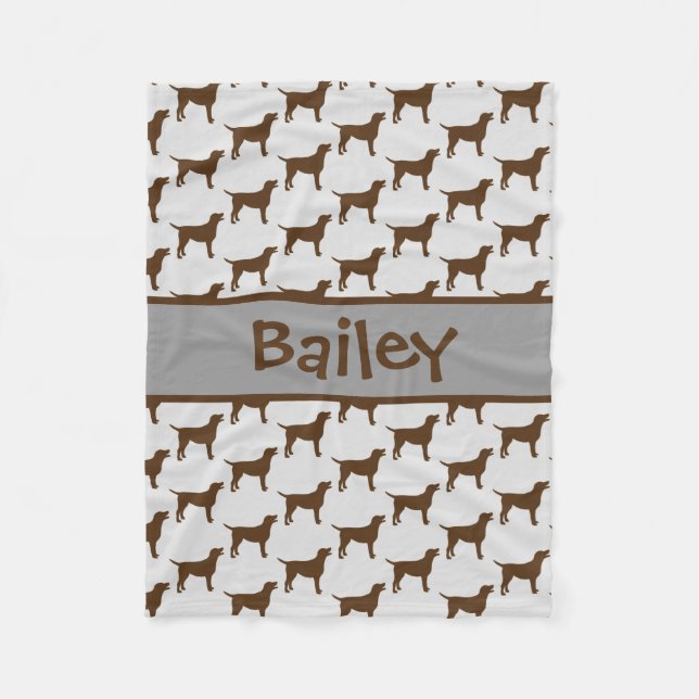Custom Chocolate Lab Dog Silhouette Fleece Blanket (Front)