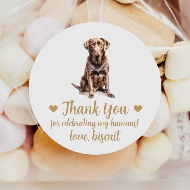 Custom Chocolate Lab Dog Wedding Favour Stickers (Creator Uploaded)