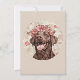 Custom Chocolate Labrador Dog Pink Joyful Greeting