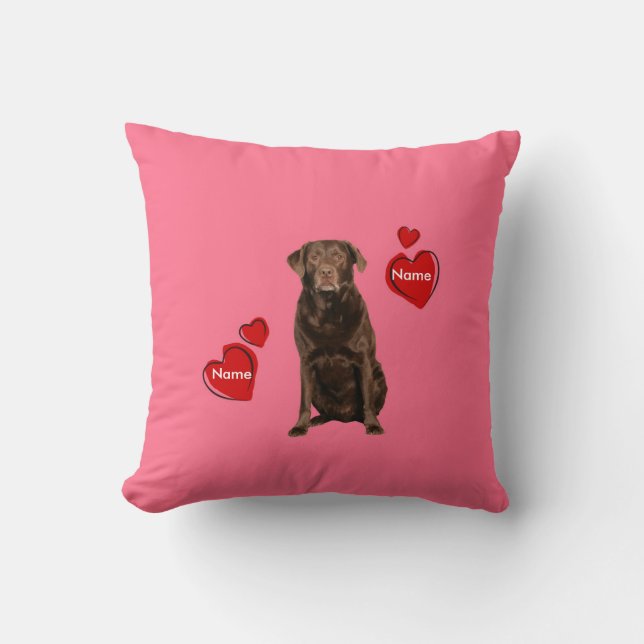 Custom Chocolate Labrador Valentine's Day Pillow (Front)