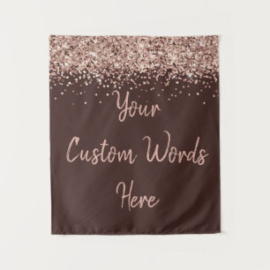 Custom Chocolate & Rose Gold Birthday Party Photo Tapestry