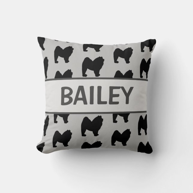 Custom Chow Chow Dog Silhouette Cushion (Front)