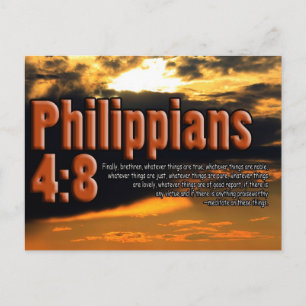 CUSTOM CHRISTIAN BIBLE VERSE PHILIPPIANS 4:8 POSTCARD