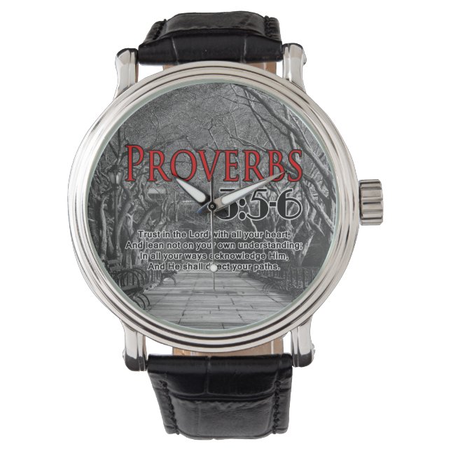CUSTOM CHRISTIAN BIBLE VERSE PROVERBS 3:5-6 WATCH (Front)