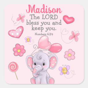 Custom Christian Blessing Scripture Pink Sticker