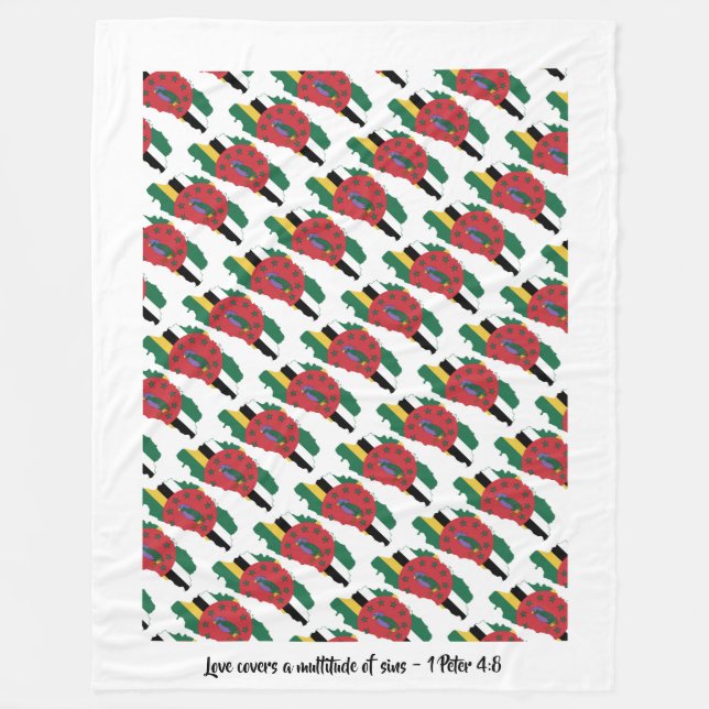Custom Christian DOMINICA FLAG Fleece Blanket (Front)