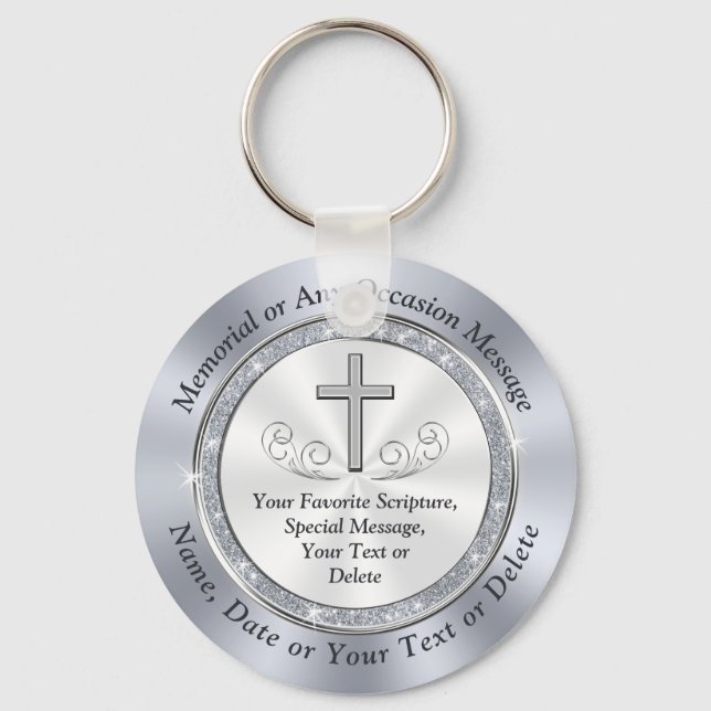 Custom Christian, Funeral Keepsakes for Guests Key Ring (Front)