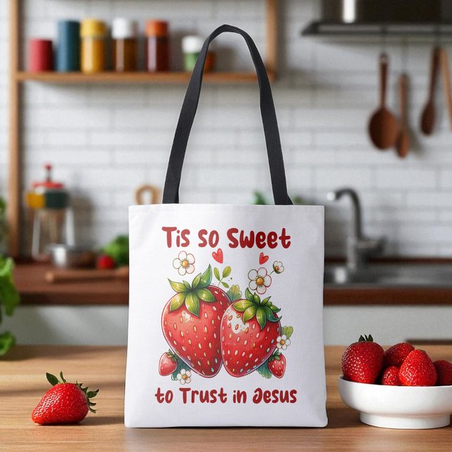 Custom Christian Jesus Summer Strawberries Tote Bag (Creator Uploaded)