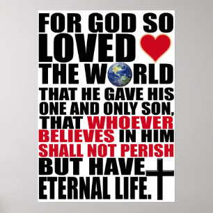 Custom Christian John 3:16 Bible Verse Poster