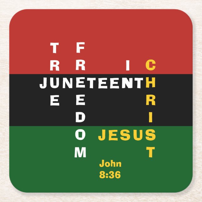 Custom Christian JUNETEENTH Square Paper Coaster (Front)