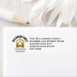 Custom Christian Nativity Family Christmas Return  Address Label