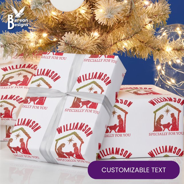 Custom Christian Nativity Family Christmas T-Shirt Wrapping Paper (Creator Uploaded)