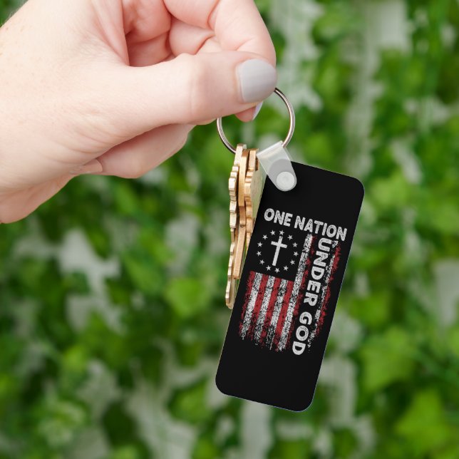 Custom Christian One Nation Under God Key Ring (Hand)