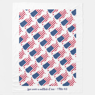 Custom Christian Quote American Flag Fleece Blanket