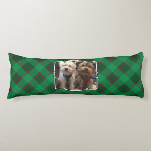 Custom Christmas 2 Photo Frame Red and Green Plaid Body Cushion