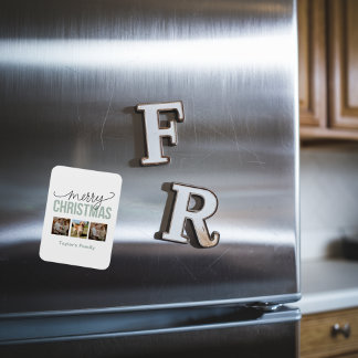 Custom Christmas 3 Spaces Family Photo Magnet