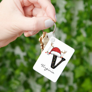 Custom Christmas Alphabet Keychain for Dad or Mum