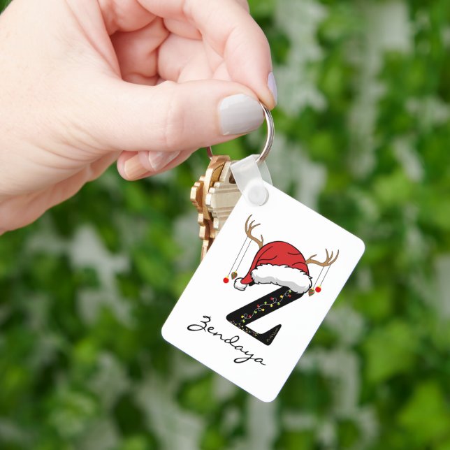 Custom Christmas Alphabet Keychain for Her or Him (Hand)