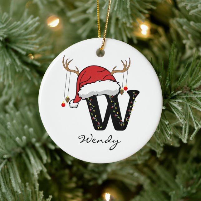 Custom Christmas Alphabet Monogram Mum Ornament (Tree)