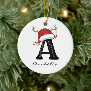 Custom Christmas Alphabet Ornament Gift for Her