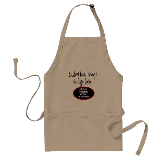 Custom Christmas Aprons, Your Design Khaki Pocket Standard Apron (Front)
