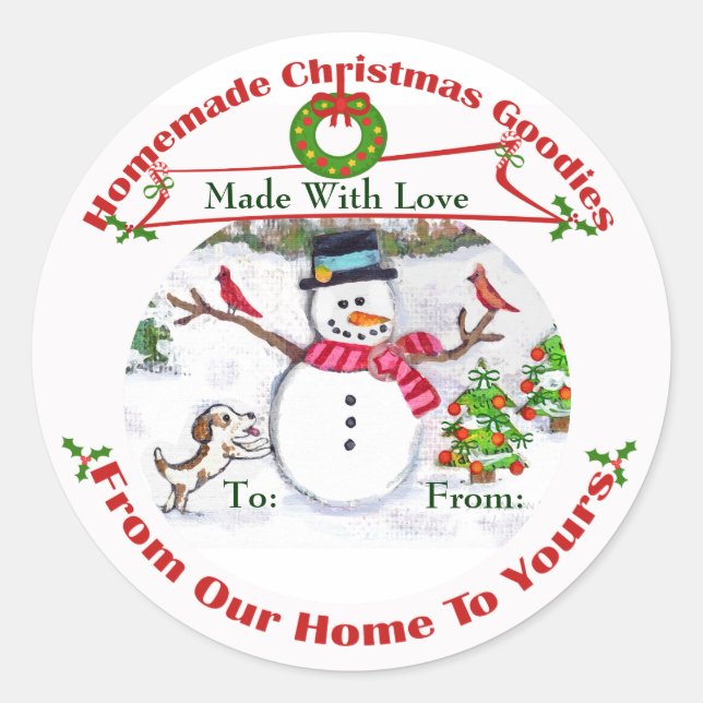 Custom Christmas Baked Goods Snow Stickers (Front)