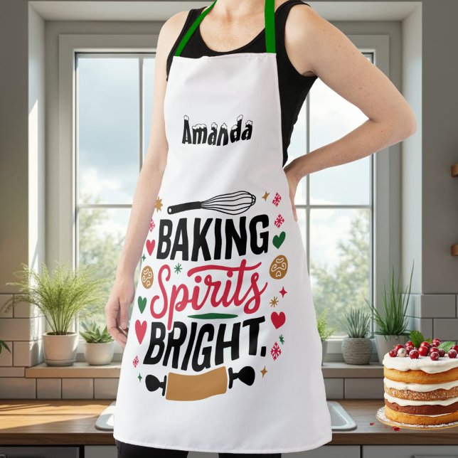 Custom Christmas Baking Spirits Bright Apron (Creator Uploaded)