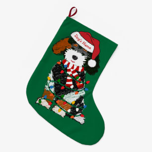 Custom Christmas Bernedoodle Holiday Dog Large Christmas Stocking