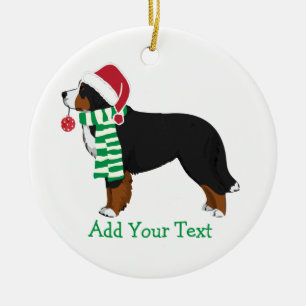 Custom Christmas Bernese Mountain Holiday Dog Ceramic Ornament