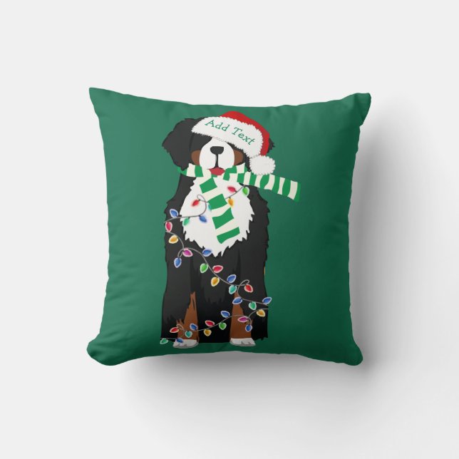 Custom Christmas Bernese Mountain Holiday Dog Cushion (Front)