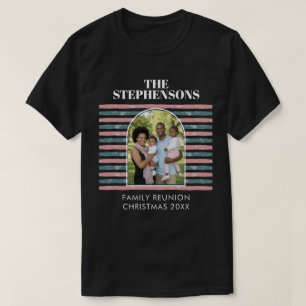 Custom CHRISTMAS BLESSINGS Striped Family Photo T-Shirt