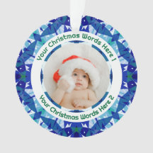 Custom Christmas Blue Green Family Photo Gift
