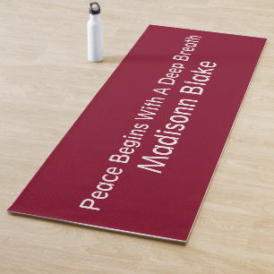 Custom Christmas Burgundy Candy Cane White Name Yoga Mat