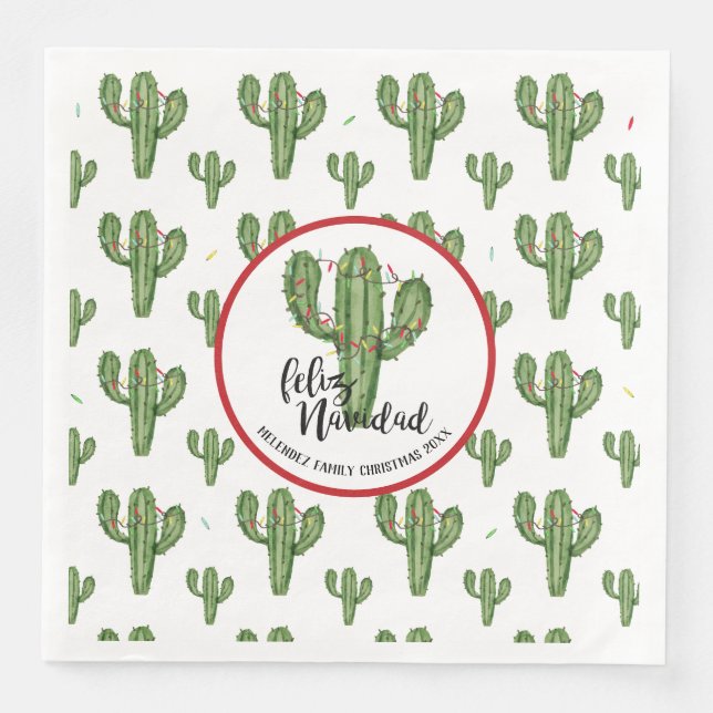Custom Christmas Cactus Napkins (Front)