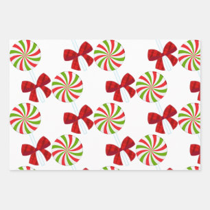 Custom Christmas Candy and Matching Teddy Bear Wrapping Paper Sheet