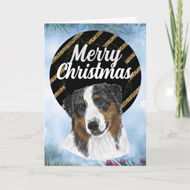 Custom Christmas card from Australian Shepherd (Front)