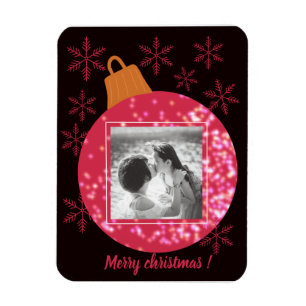 Custom christmas card photo collage black magnet