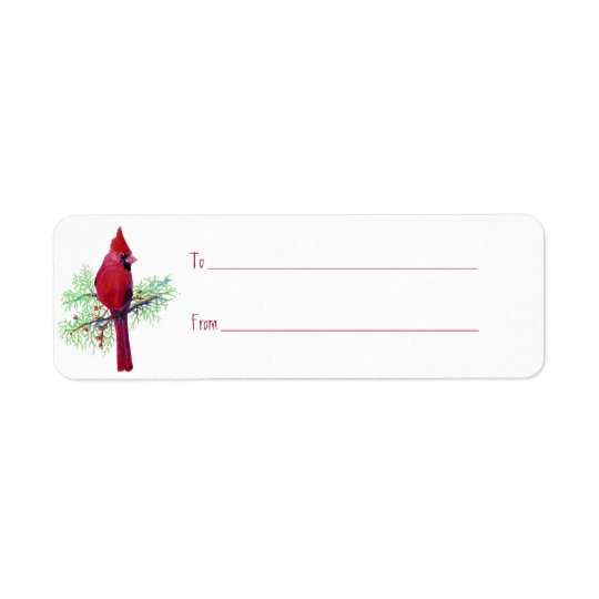 Custom Christmas Cardinal Gift Tag Return Address Label